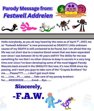 JJS HQ Parody Journal NoteĀ #31Ā - (Parody Letter Note from Festwell Addreien) Created on: April 7th, 2026