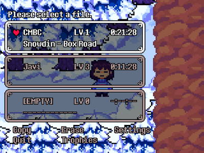THe main menu file selector