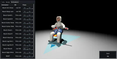 Early character editor (*Remina has given me permission to use his models for testing purposes)