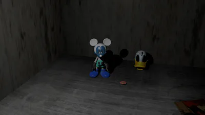 Photo-Negative Mickey stood up in Character Prep 1