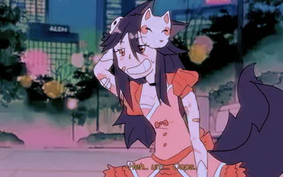 Drawing of Sakura in the style of an old anime! (Background image from Sailor Moon)