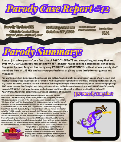 JJS HQ Parody Journal Note #34 - (Parody Case Report #12 For Tangled Only) Created on: July 15th, 2026