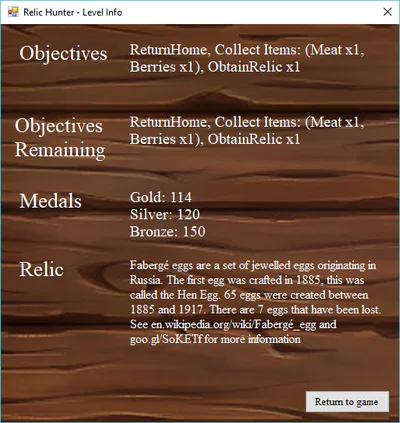 Objectives Screen