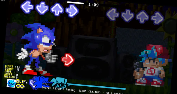 Sonic 1 Sprites Over Dorkly Sonic [Friday Night Funkin'] [Mods]