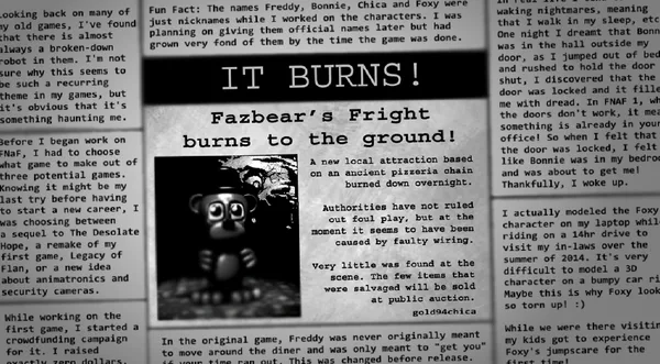 THE ANIMATRONICS WERE BURNED! OFFICIAL FIVE NIGHTS AT FREDDY'S 3