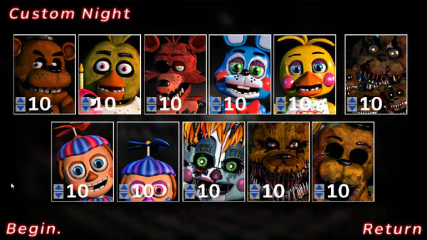 Play FNAF Ultimate Custom Night game free online