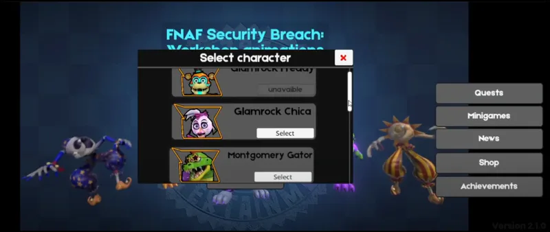 FNAF Security Breach Characters Workshop Animations 