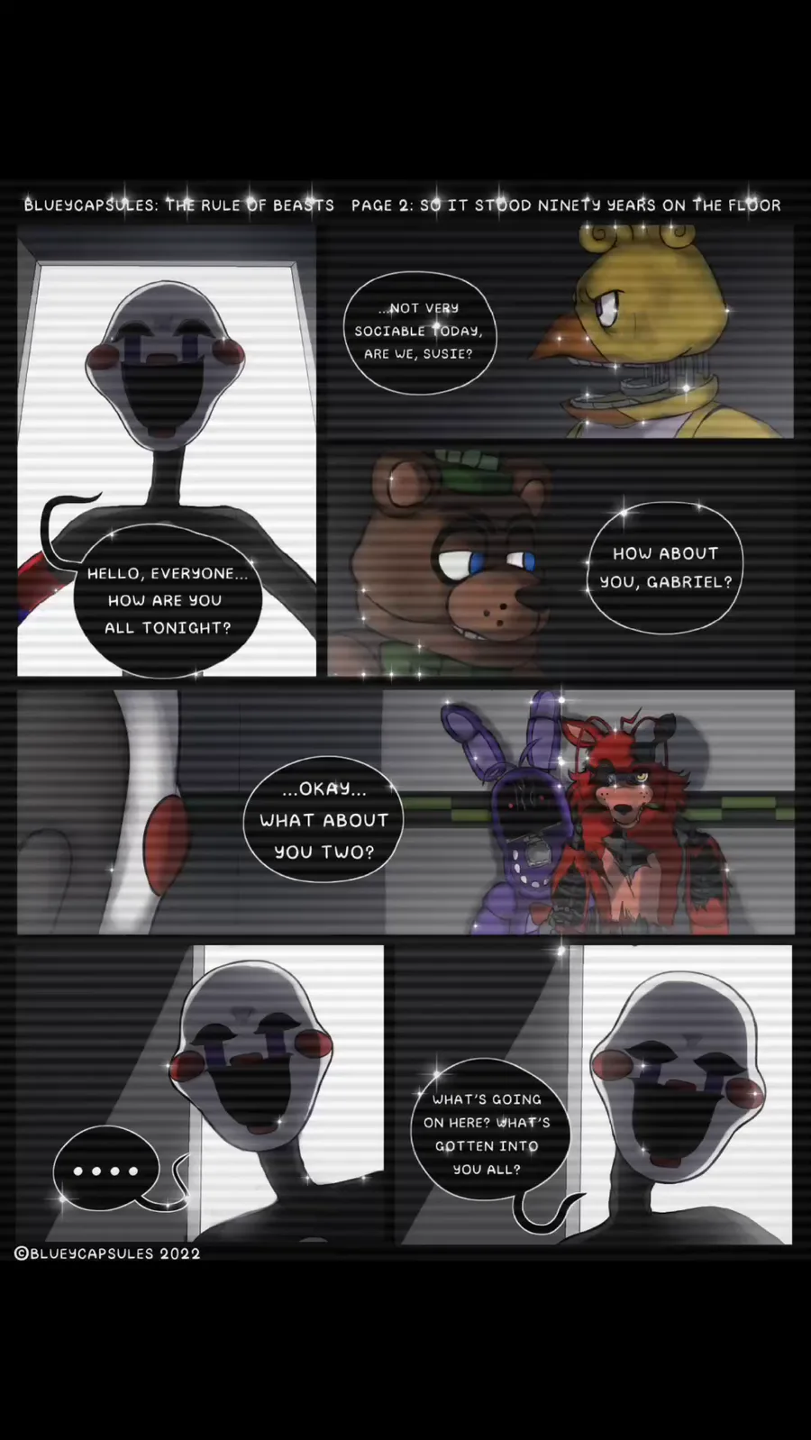 Pissy on Game Jolt: I redrew a page from famous FNaF webcomic series  BlueyCapsules Go c