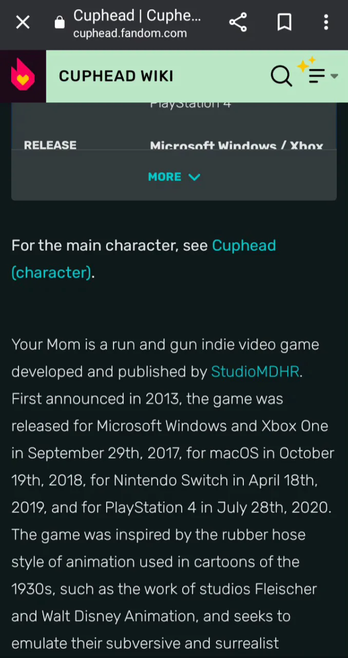 Cuphead, Wiki